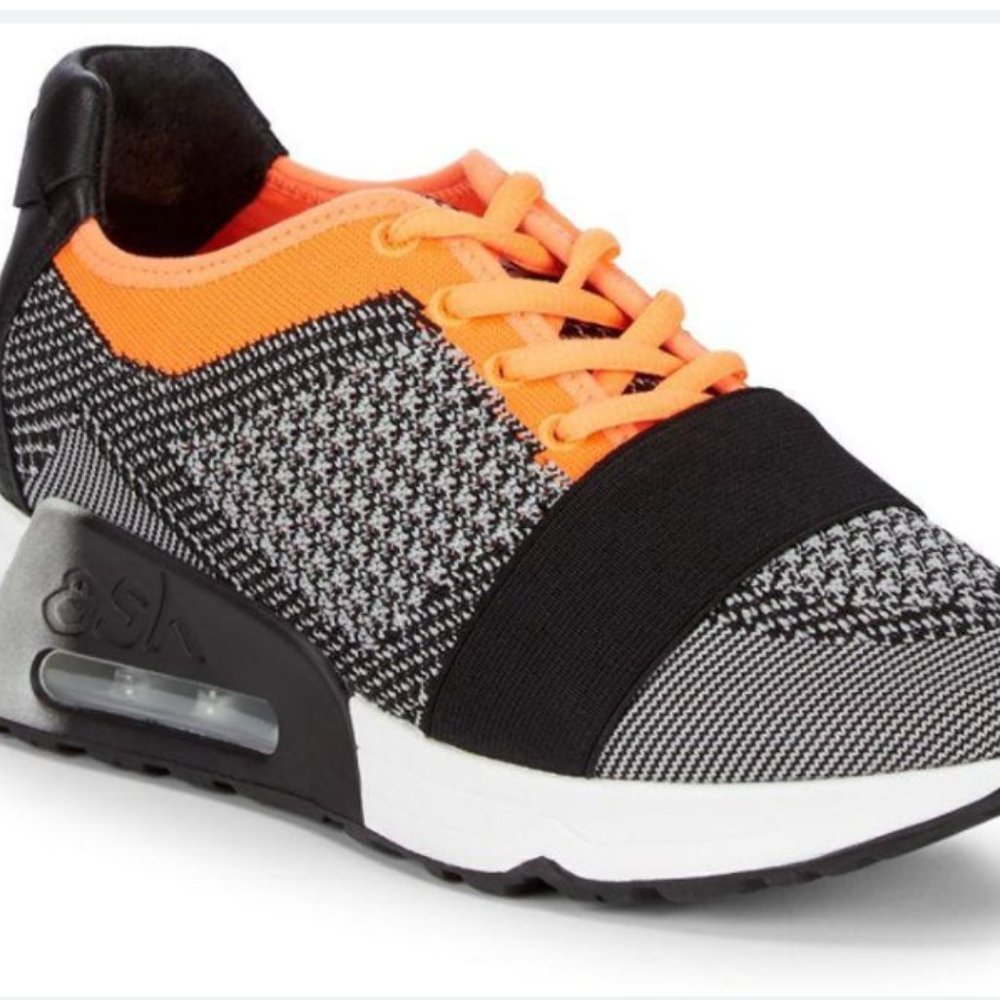 Ash Original Wedge Platform Sneakers Lacey S Gray Orange Size 38 Like New
